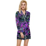 Neon Aquarium Long Sleeve Satin Robe