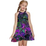 Neon Aquarium Kids  Halter Collar Waist Tie Chiffon Dress