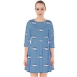 Cartoon Sketchy Helicopter Drawing Motif Pattern Smock Dress