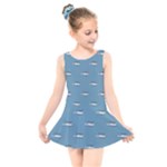 Cartoon Sketchy Helicopter Drawing Motif Pattern Kids  Skater Dress Swimsuit