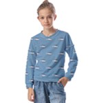 Cartoon Sketchy Helicopter Drawing Motif Pattern Kids  Long Sleeve Tee with Frill 