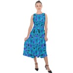 Blue In Bloom On Fauna A Joy For The Soul Decorative Midi Tie-Back Chiffon Dress