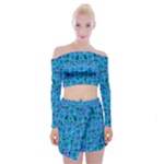 Blue In Bloom On Fauna A Joy For The Soul Decorative Off Shoulder Top with Mini Skirt Set