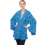 Blue In Bloom On Fauna A Joy For The Soul Decorative Long Sleeve Velvet Kimono 