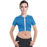Blue In Bloom On Fauna A Joy For The Soul Decorative Short Sleeve Cropped Jacket