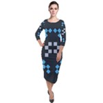 Abstract pattern geometric backgrounds   Quarter Sleeve Midi Velour Bodycon Dress