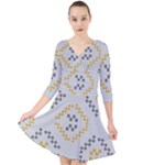 Abstract pattern geometric backgrounds   Quarter Sleeve Front Wrap Dress