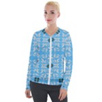 Folk flowers print Floral pattern Ethnic art Velvet Zip Up Jacket