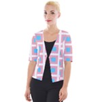 Trans Flag Squared Plaid Cropped Button Cardigan