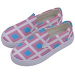 Trans Flag Squared Plaid Kids  Canvas Slip Ons