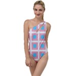Trans Flag Squared Plaid To One Side Swimsuit