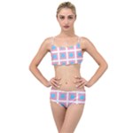 Trans Flag Squared Plaid Layered Top Bikini Set