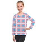 Trans Flag Squared Plaid Kids  Long Mesh Tee