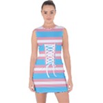 Trans Flag Stripes Lace Up Front Bodycon Dress
