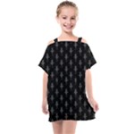 Sketchy Style Funny Skeletons Motif Drawing Kids  One Piece Chiffon Dress