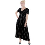 Sketchy Style Funny Skeletons Motif Drawing Button Up Short Sleeve Maxi Dress