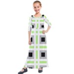 Agender Flag Plaid Kids  Quarter Sleeve Maxi Dress