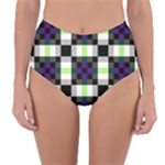 Agender Flag Plaid With Difference Reversible High-Waist Bikini Bottoms