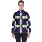Agender Flag Plaid With Difference Women s High Neck Windbreaker