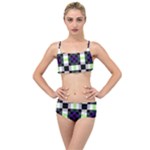 Agender Flag Plaid With Difference Layered Top Bikini Set