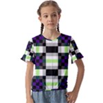 Agender Flag Plaid With Difference Kids  Cuff Sleeve Scrunch Bottom Tee