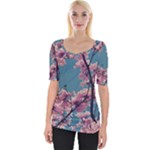 Colorful Floral Leaves Photo Wide Neckline Tee