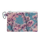 Colorful Floral Leaves Photo Canvas Cosmetic Bag (Medium)