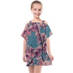 Colorful Floral Leaves Photo Kids  One Piece Chiffon Dress