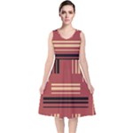 Abstract pattern geometric backgrounds   V-Neck Midi Sleeveless Dress 