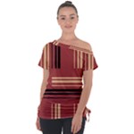 Abstract pattern geometric backgrounds   Off Shoulder Tie-Up Tee