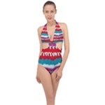 Crochet Stitches Halter Front Plunge Swimsuit