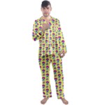 Funky Mushroom Yellow  Bg Men s Long Sleeve Satin Pajamas Set