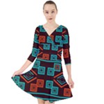 Abstract pattern geometric backgrounds   Quarter Sleeve Front Wrap Dress