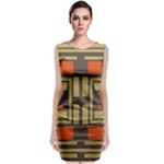 Abstract geometric design    Sleeveless Velvet Midi Dress