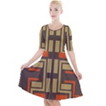 Abstract geometric design    Quarter Sleeve A-Line Dress