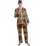 Abstract geometric design    Men s Long Sleeve Satin Pajamas Set