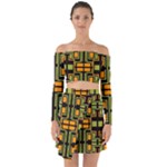 Abstract geometric design    Off Shoulder Top with Skirt Set