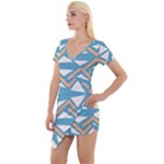 Abstract geometric design    Short Sleeve Asymmetric Mini Dress