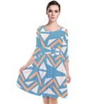 Abstract geometric design    Quarter Sleeve Waist Band Dress