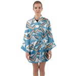 Abstract geometric design    Long Sleeve Satin Kimono