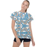 Abstract geometric design    Ruffle Collar Chiffon Blouse