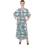 Abstract geometric design    V-Neck Boho Style Maxi Dress