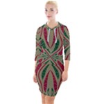 Folk flowers print Floral pattern Ethnic art Quarter Sleeve Hood Bodycon Dress