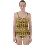 Folk flowers print Floral pattern Ethnic art Twist Front Tankini Set