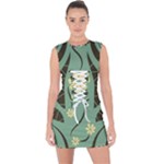 Folk flowers print Floral pattern Ethnic art Lace Up Front Bodycon Dress