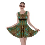 Artworks Pattern Leather Lady In Gold And Flowers Skater Dress