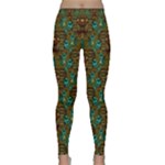 Artworks Pattern Leather Lady In Gold And Flowers Classic Yoga Leggings