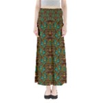 Artworks Pattern Leather Lady In Gold And Flowers Full Length Maxi Skirt