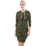 Artworks Pattern Leather Lady In Gold And Flowers Quarter Sleeve Hood Bodycon Dress