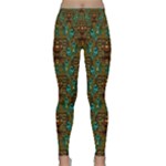 Artworks Pattern Leather Lady In Gold And Flowers Lightweight Velour Classic Yoga Leggings
